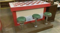 Handmade Diner Counter w/ Vintage Stools