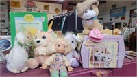 5 precious moments stuffed animals, doll and