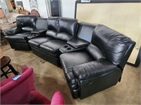 Sectional couch double recliner 108x36x36