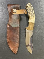 Stag Fixed Blade Knife w/ Leather Sheath