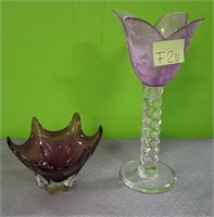 Z - LAVENDAR CANDY DISH/TULIP TEMED CANDLE HOLDER