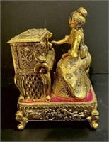 Mechanical Gold tone Victorian Music Trinket Box