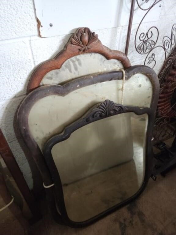 4 antique wall mirrors 36 in largest
