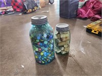 2 Jars of corks and marbles