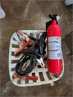Jumper cables fire extinguisher