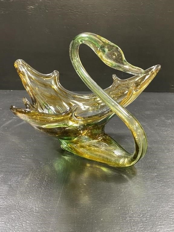 Vintage Murano Style Swung Glass Swan