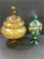 Apothecary Jars Gold Flake & Iridescent Green