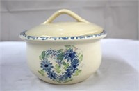 Pottery pot with lid, 8.5 X 6.5"H