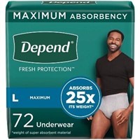 Depend Men's Max Absorbency L - Gray 72ct