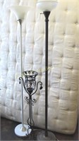 3 PC Lot, 2 Floor Lamps & Candle Holder