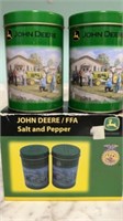 John Deere FFA salt and pepper shakers with box,