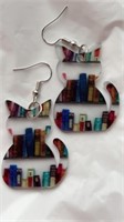 New library cat earrings 2.5 inches long