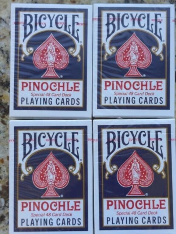 4 NEW BICYCLE Pinochle card decks. Special 48