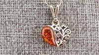 17-1/2" Heart Necklace, Sterling Silver