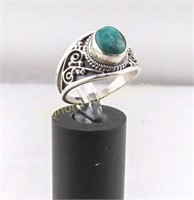 Ring Size 9 Turquoise Sterling Silver