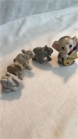 5 vintage elephant figurines