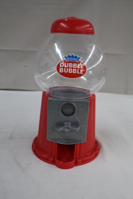Plastic double bubble gum machine, 11"H