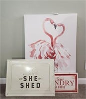 Flamingo Canvas, She Shed Sign, Laundry Sign