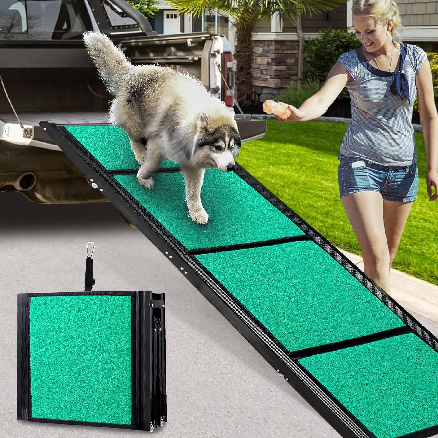 $126  Large Dog Ramp, 71L x 20W, Anti-Slip, Green