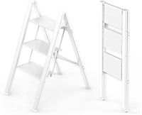 3-Step Folding Ladder, Anti-Slip, White