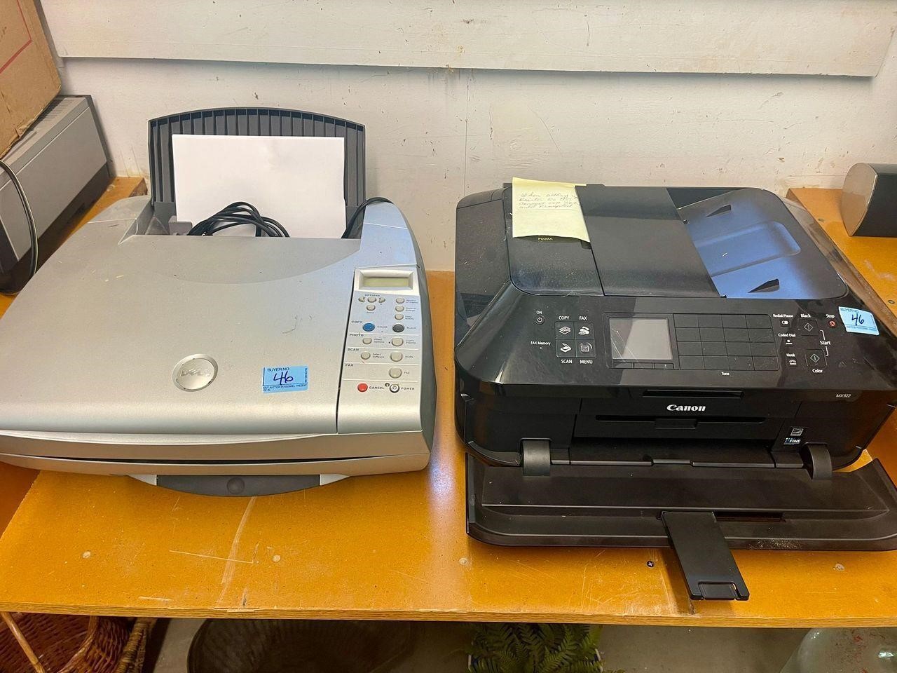 Canon Printer and Dell printer with paper