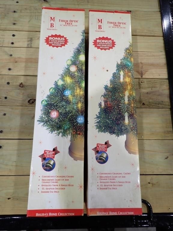 2 Merry Brite 32" Tall Fiberoptic Christmas Trees