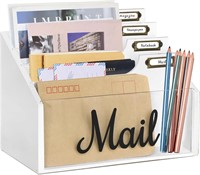 Wood Mail Organizer, Transparent Board, White