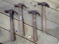 (4) Wooden Handled Hammers