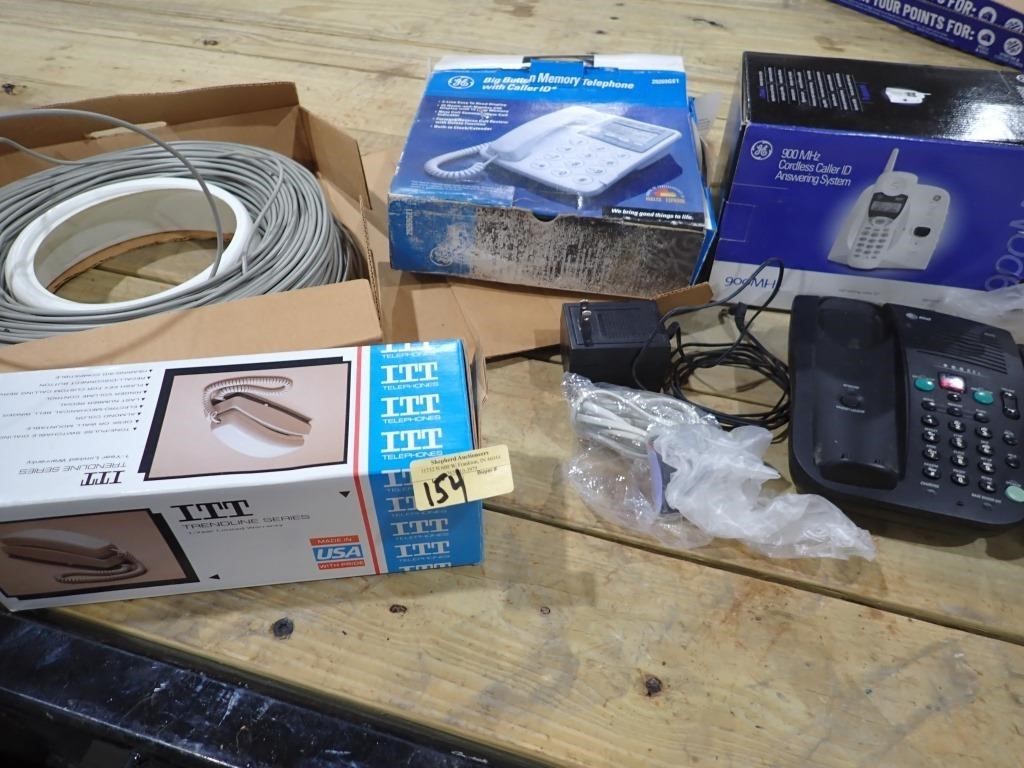 Misc Phone Lot & Roll of Phone Wire