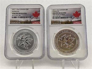 (2) Gem Uncirculated 1.50oz .999 Silver Coins