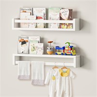 QimCoor 23.6 Nursery Shelves, Set of 2, White