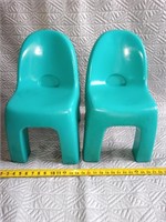 Fisher Price plastic toddler chairs. Teal green