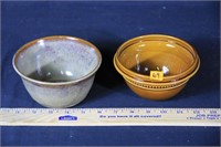 SIGNED FROGTOWN POTTERY, STONEWARE BOWLS