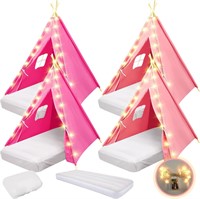 $180  Lemosae Kids Teepee Tent Set (Pink, Rose Red