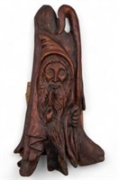 Jack Leslin Carved Smoking Wizard Wall Sculpture.