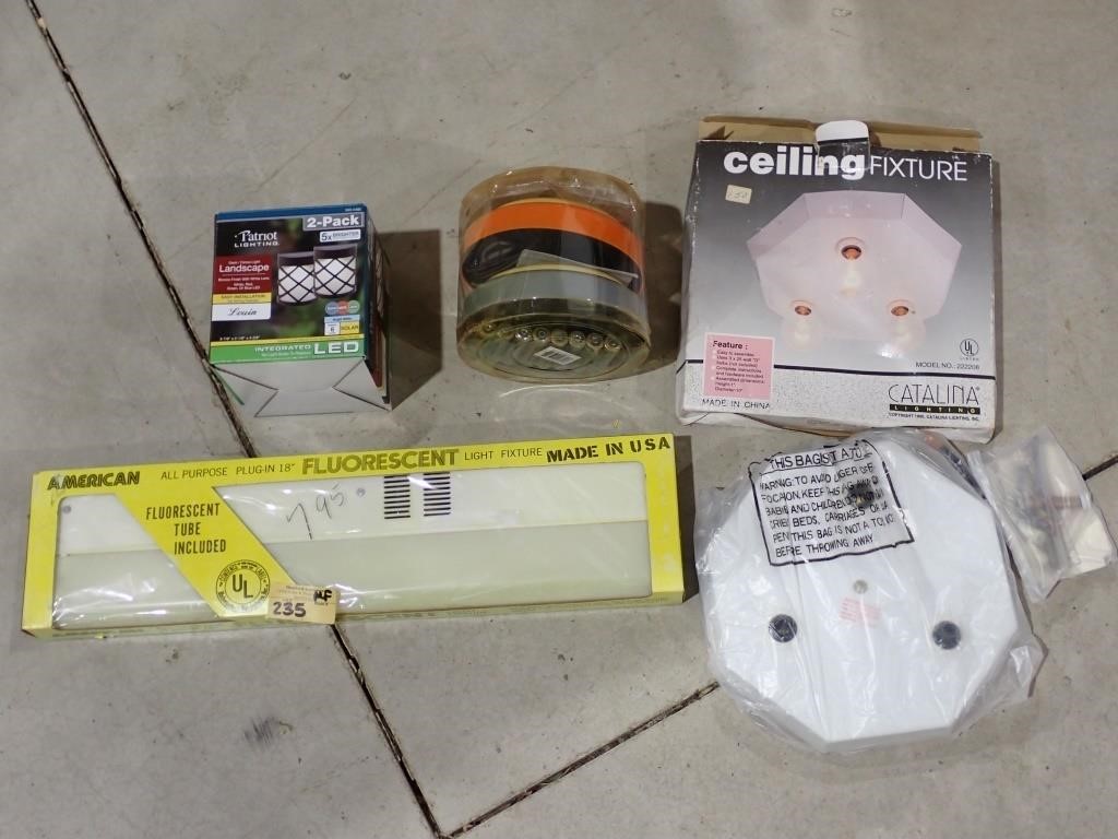 Misc Lot of Lights, Ceiling Fixture & Tote