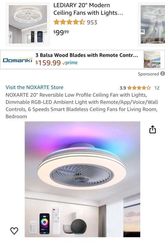 Ceiling Fan with Light (Open Box, New)
