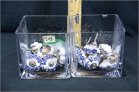 GLASS PLANTERS AND CERAMIC DRAWER PULLS