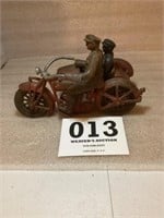 Cast Iron Motorcycle and Sidecar w/ Riders