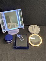 Lighted Makeup Mirrors, Silver Cream