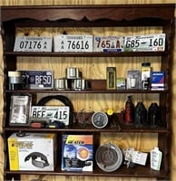 Wall Rack. Old license plates   Car Parts, Tape,