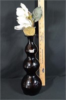 GLASS VASE WITH FAKE FLOWERS