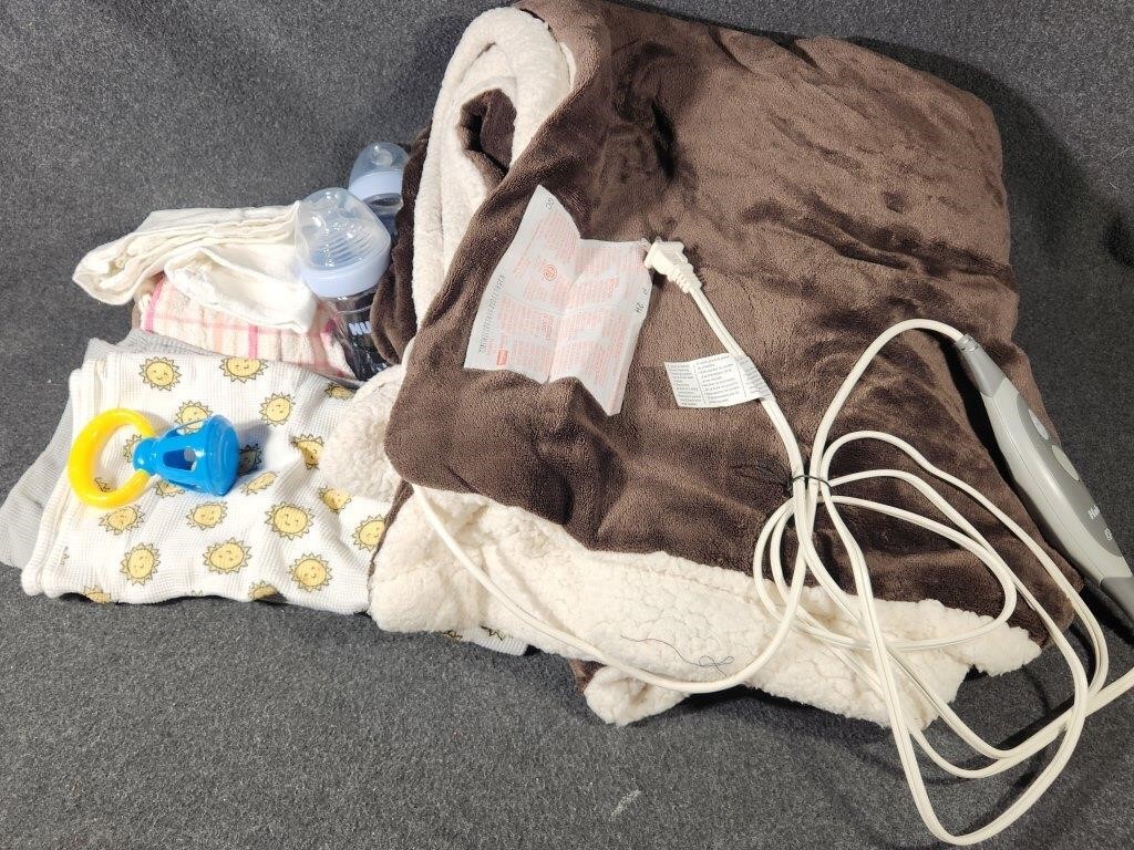 Heated Blanket, Baby Bottles, Wash Rags