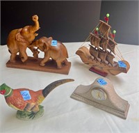 Carved Elephants Hawaiian Voyage Ship Pheasant