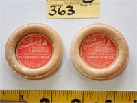 (2) City Creamery Elwood, IN Milk Caps
