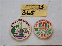 (2) City Creamery Milk Caps Elwood IN