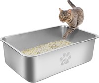 Cat Litter Box, Stainless, 23.6x15.7x7.9