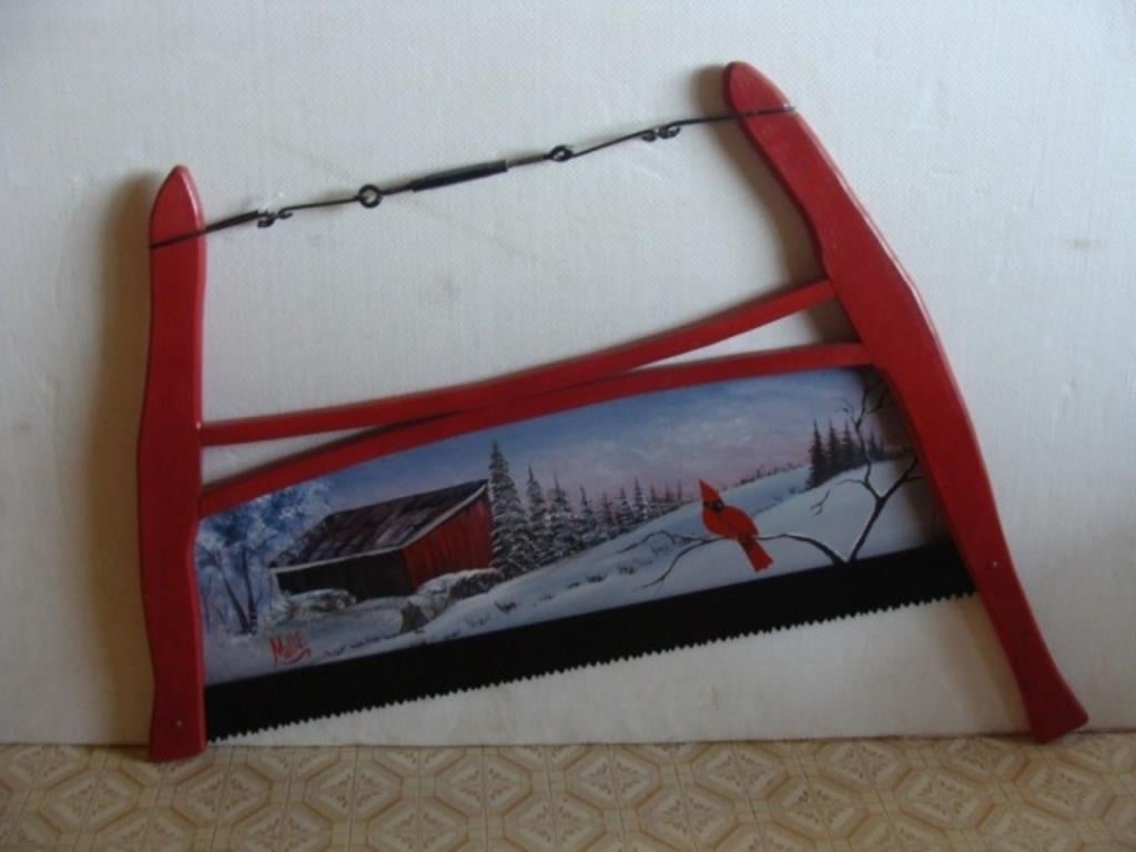 MILLIE painted Winter Scene Bow Saw