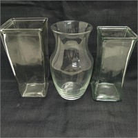 Three vases glass clear