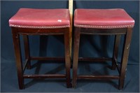 RED LEATHER TOPPED BARSTOOLS
